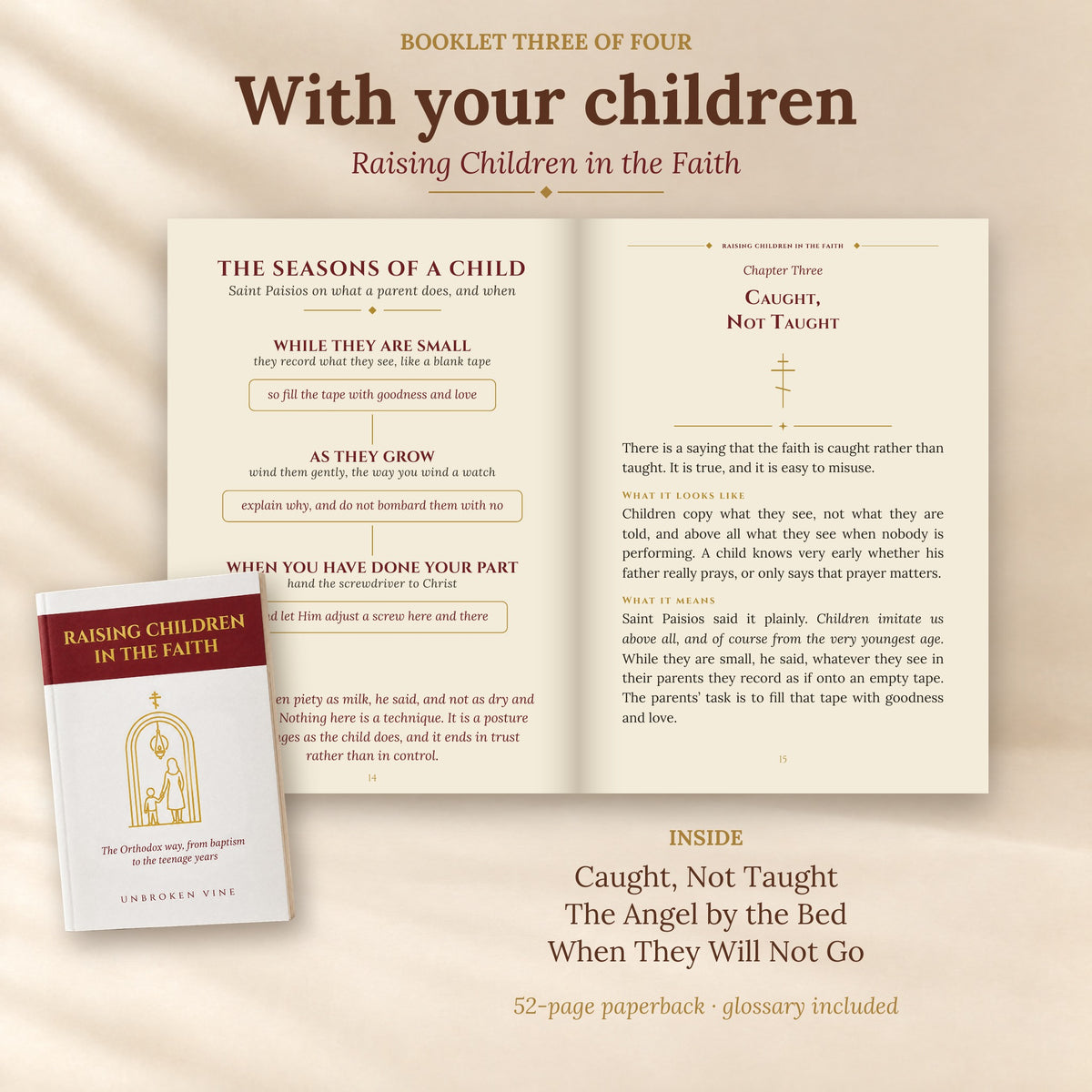 Raising Children in the Faith: an open spread and the booklet