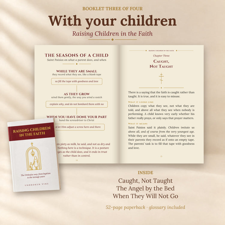 Raising Children in the Faith: an open spread and the booklet