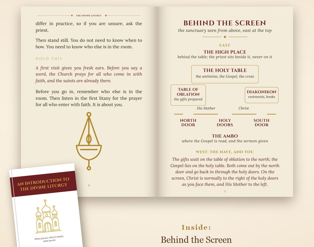 An Introduction to the Divine Liturgy, open to Behind the Screen