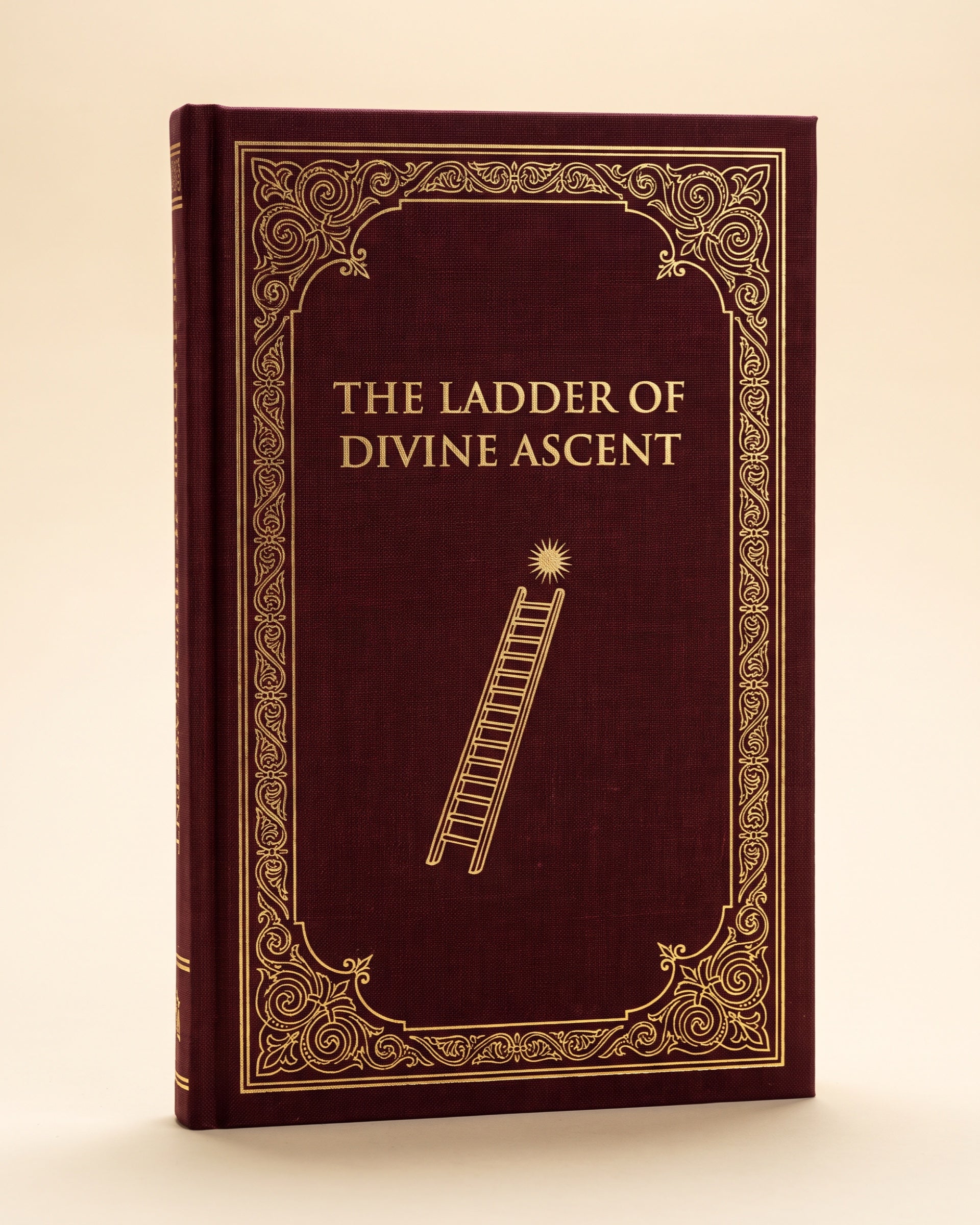 The Ladder of Divine Ascent, burgundy cloth hardcover with gold foil ladder emblem