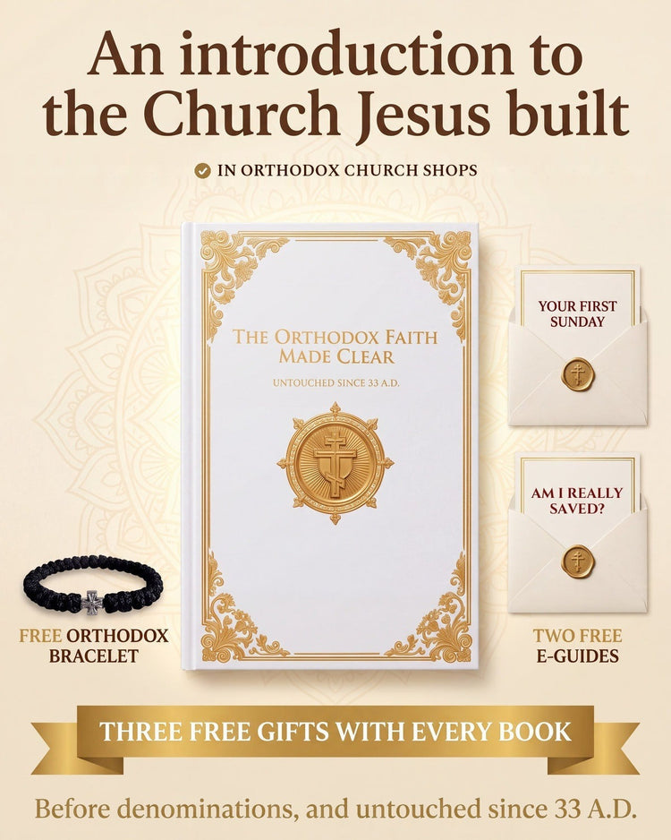 The Orthodox Faith Made Clear with three free gifts, carried in Orthodox church shops