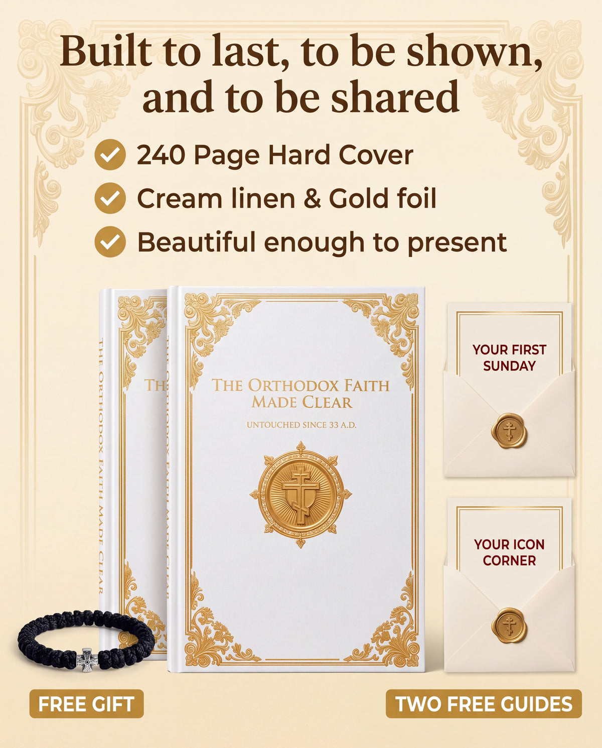 240 page cream linen hardcover with gold foil, free gifts included