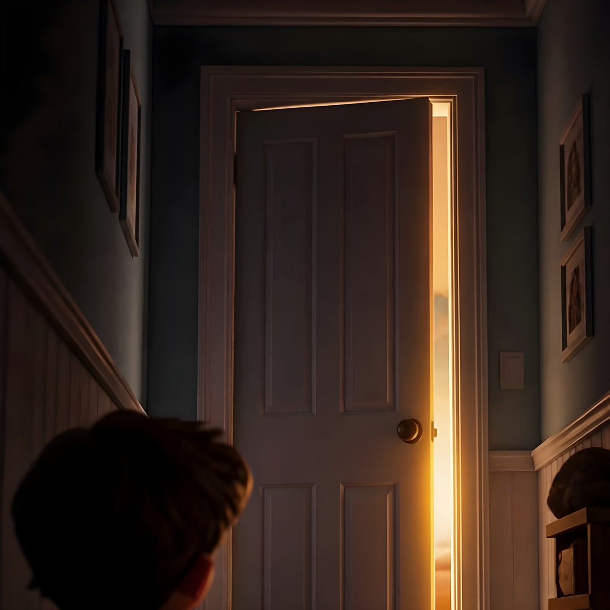 A child watching from a doorway